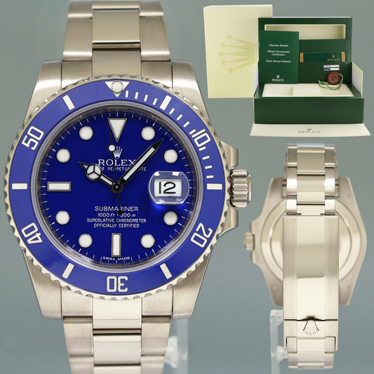 MINT PAPERS Rolex Submariner Blue Smurf 116619 White Gold 40mm Watch Box