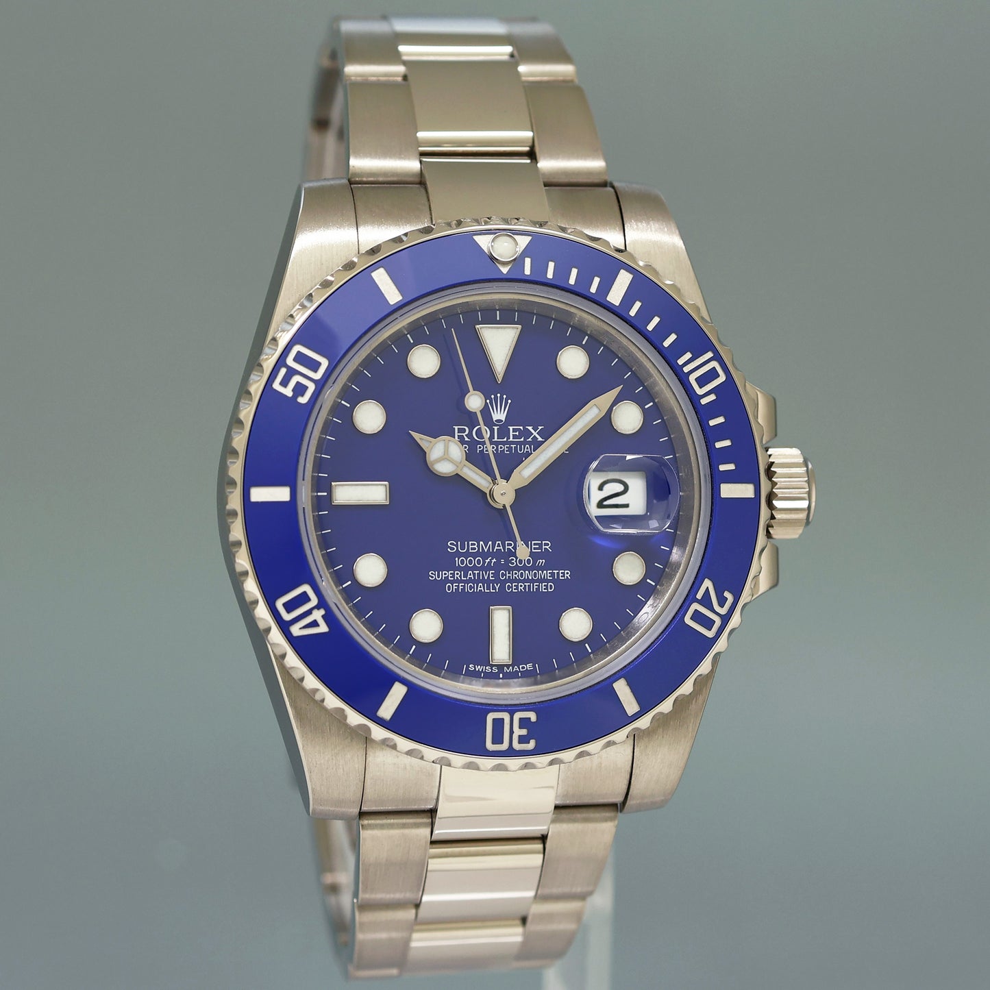 MINT PAPERS Rolex Submariner Blue Smurf 116619 White Gold 40mm Watch Box