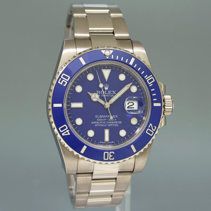 MINT PAPERS Rolex Submariner Blue Smurf 116619 White Gold 40mm Watch Box
