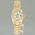 Ladies Rolex DateJust Mother of Pearl Diamond President 26mm 6917 Yellow Gold Watch Box