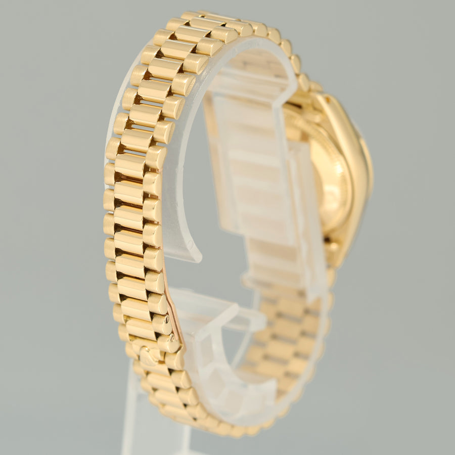 Ladies Rolex DateJust Mother of Pearl Diamond President 26mm 6917 Yellow Gold Watch Box