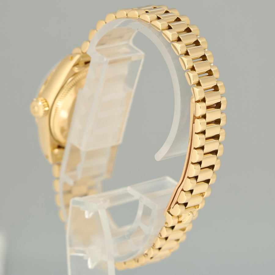 Ladies Rolex DateJust Mother of Pearl Diamond President 26mm 6917 Yellow Gold Watch Box
