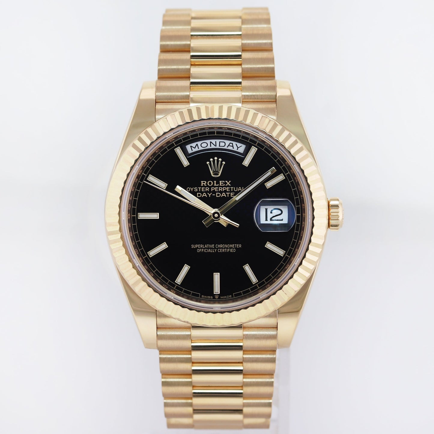 Mint PAPERS Rolex Day-Date 40 President 228238 Black Motif Stick Yellow Gold Watch Box