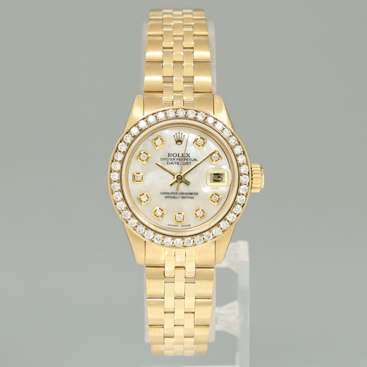 Pearl Diamond Ladies Rolex DateJust 6917 Jubilee 26mm Yellow Gold Watch Box