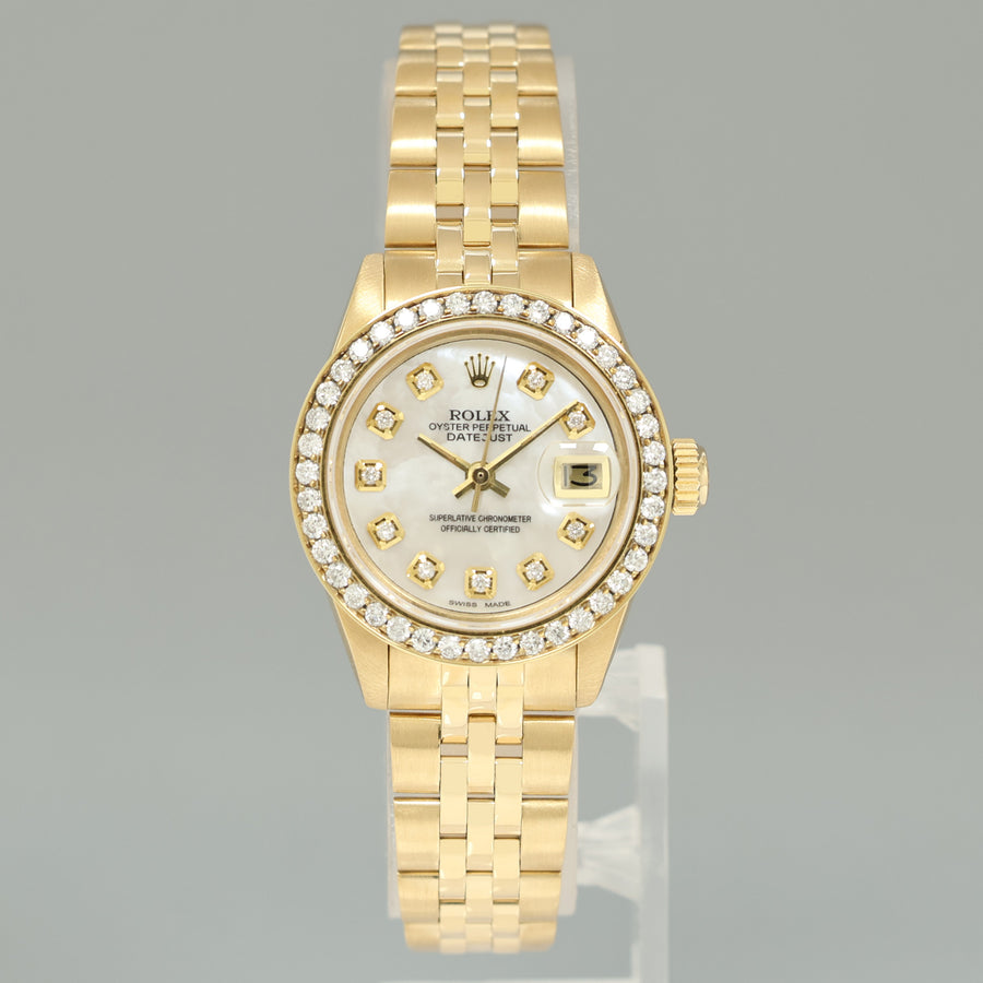 Pearl Diamond Ladies Rolex DateJust 6917 Jubilee 26mm Yellow Gold Watch Box