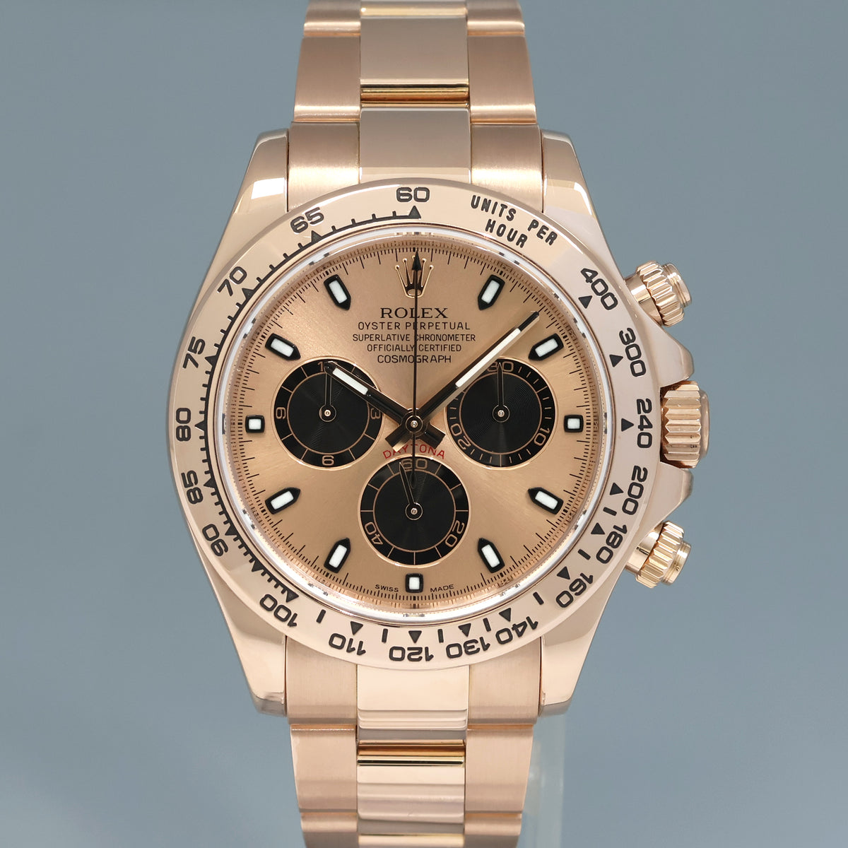 PAPERS MINT Rolex 116505 Daytona 40mm Chronograph 18k Rose Gold Sundust Panda Watch