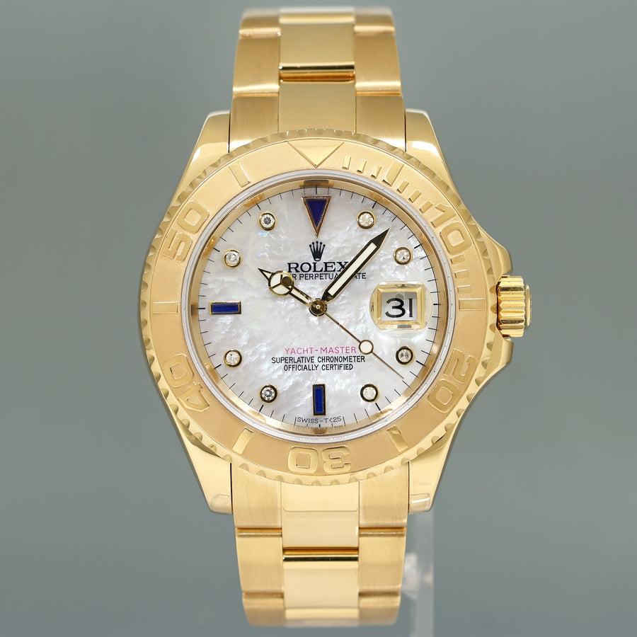 2006 MINT PAPERS Rolex Yacht-Master Yellow Gold 16628 Mother of Pearl Diamond Watch