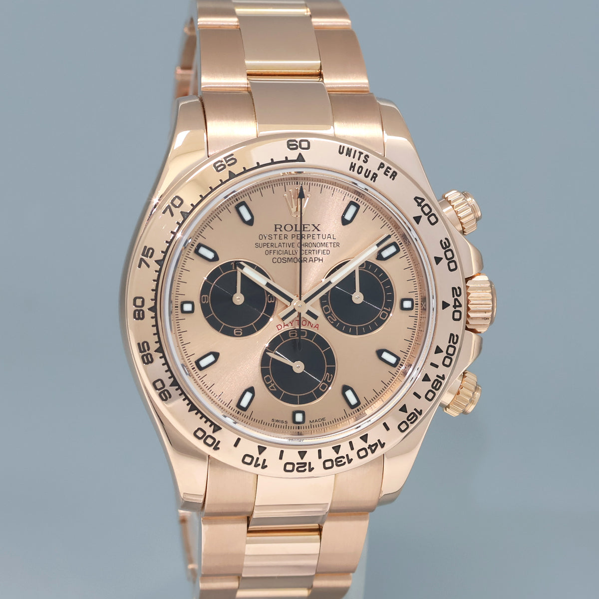 PAPERS MINT Rolex 116505 Daytona 40mm Chronograph 18k Rose Gold Sundust Panda Watch