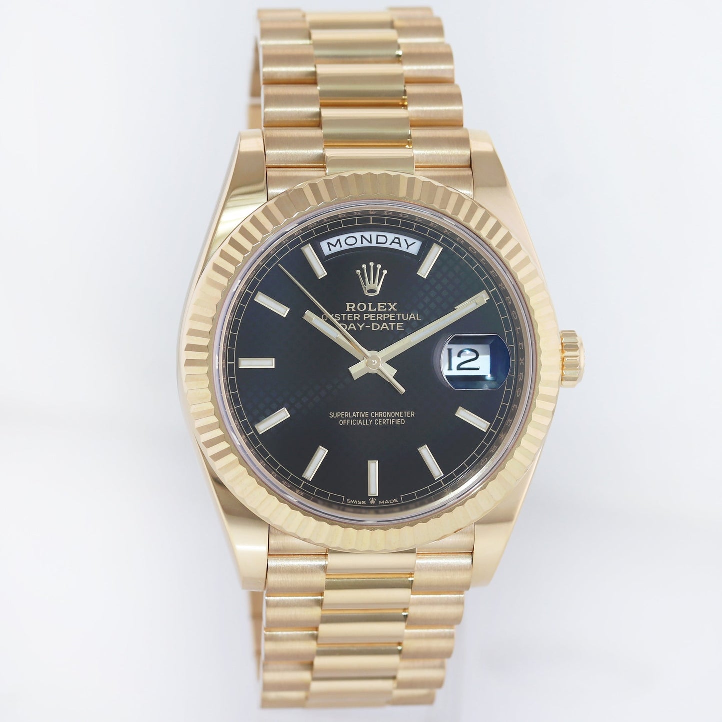 Mint PAPERS Rolex Day-Date 40 President 228238 Black Motif Stick Yellow Gold Watch Box