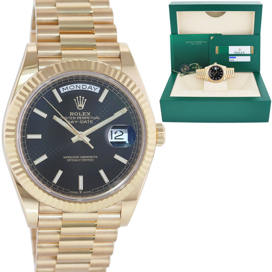 Mint PAPERS Rolex Day-Date 40 President 228238 Black Motif Stick Yellow Gold Watch Box