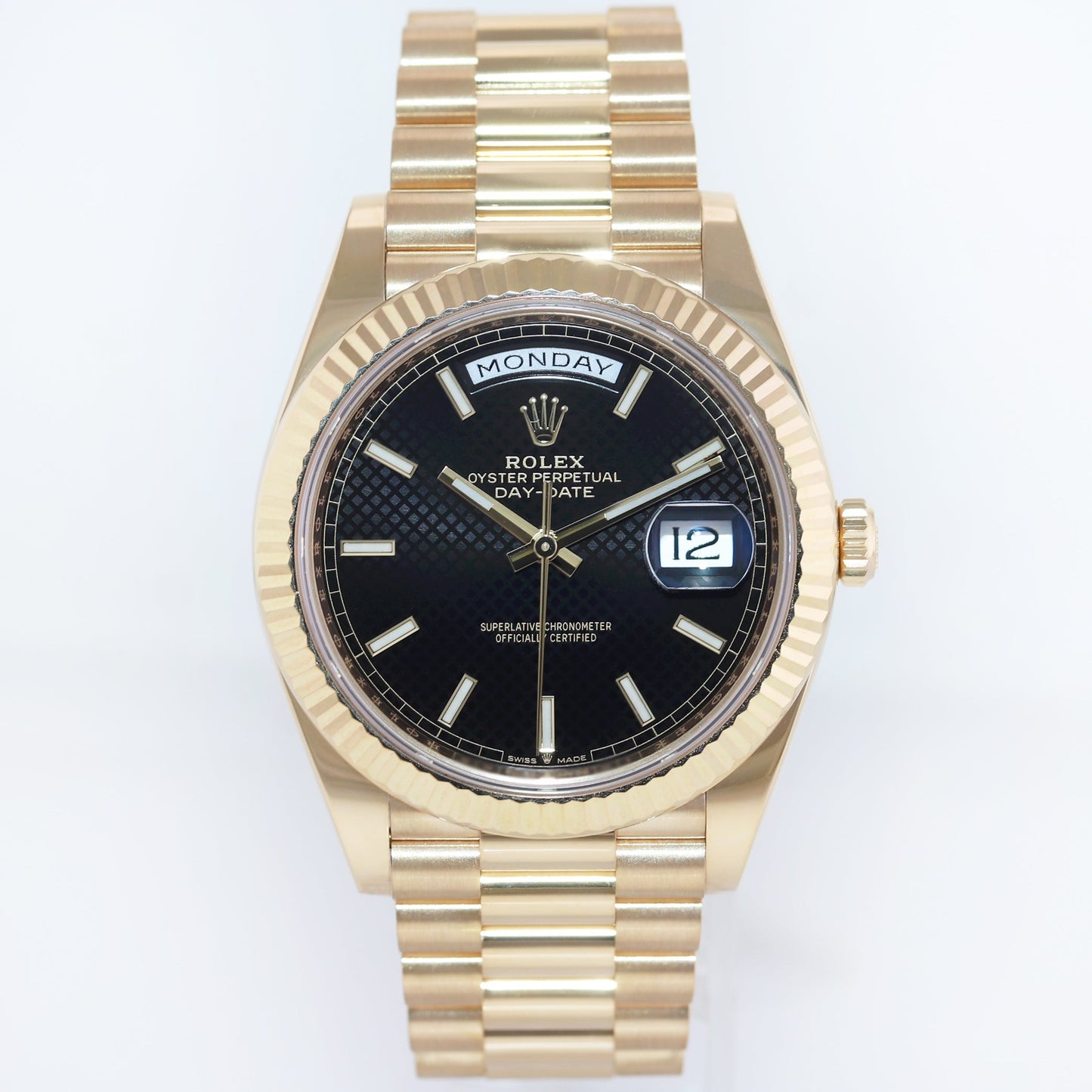 Mint PAPERS Rolex Day-Date 40 President 228238 Black Motif Stick Yellow Gold Watch Box
