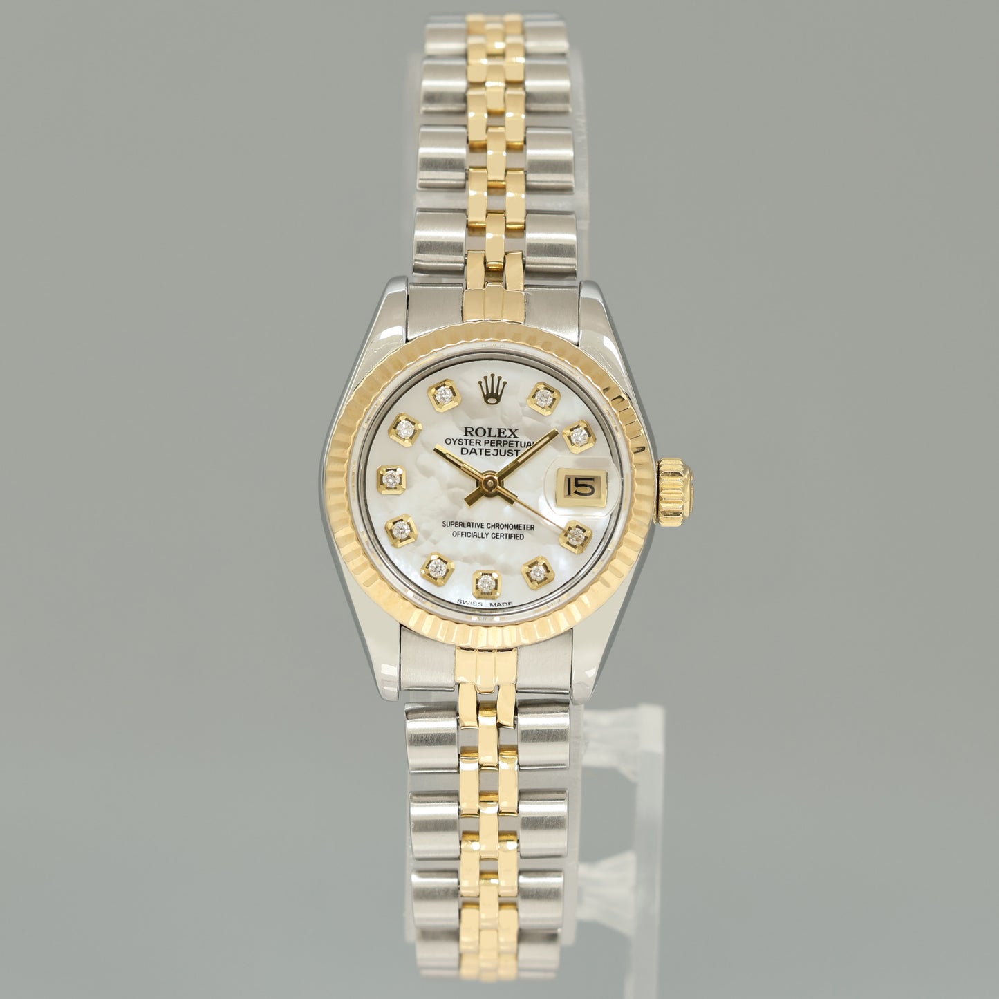 Rolex 26mm Ladies DateJust 69173 Pearl Diamond Two Tone Gold Jubilee Watch