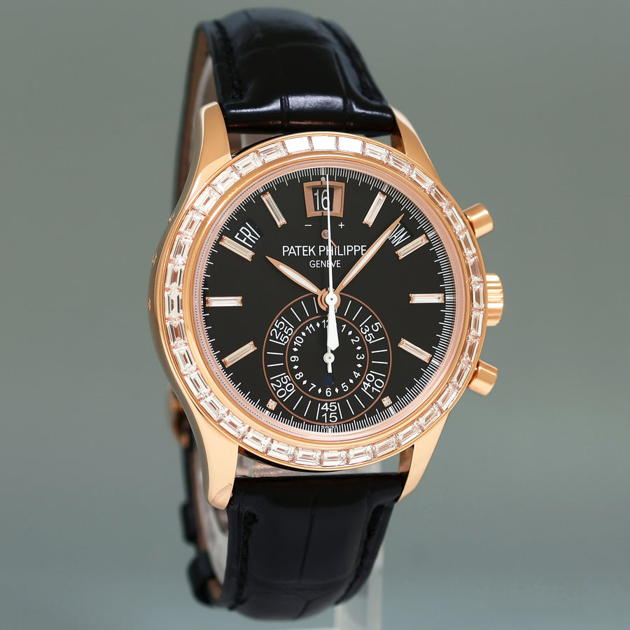 NEW 2022 PAPERS Patek Philippe 5961R Rose Gold Chrono Diamond Baguette Watch Box