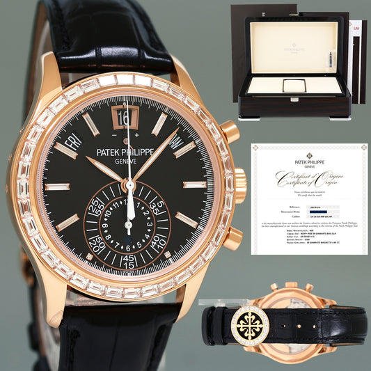 NEW 2022 PAPERS Patek Philippe 5961R Rose Gold Chrono Diamond Baguette Watch Box