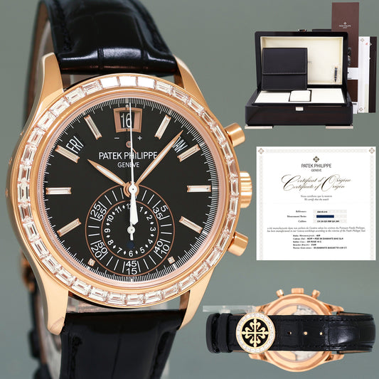 PAPERS 2025 NEW SERVICE Patek Philippe 5961R Rose Gold Chrono Diamond Baguette Watch Box