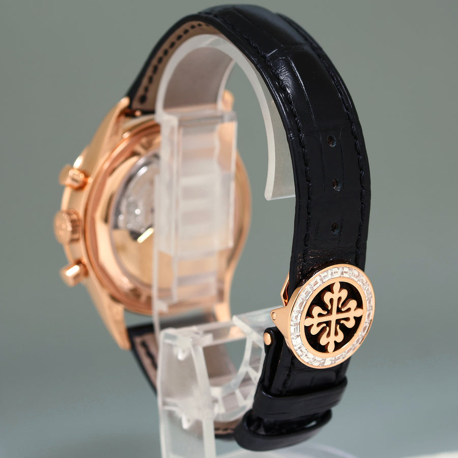 NEW 2022 PAPERS Patek Philippe 5961R Rose Gold Chrono Diamond Baguette Watch Box