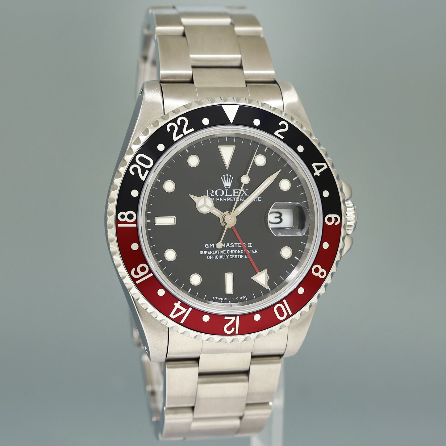 1998 PAPERS Rolex GMT-Master 2 Coke Red Black 40mm Steel 16710 Watch Box