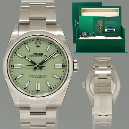2026 NEW PAPERS 134300 Steel Rolex Oyster Perpetual 41mm Pistachio Watch Box