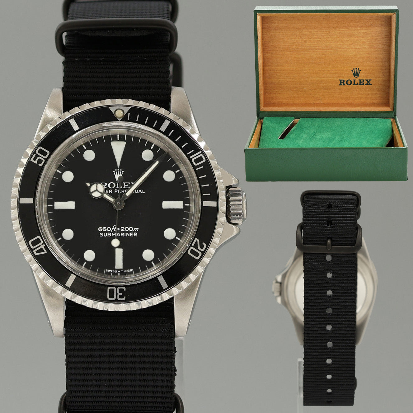 Vintage Rolex Submariner 5513 Matte Feet First Dial 40mm Steel Oyster Watch Box