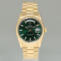 MINT 2014 Rolex President Yellow Gold Day Date Green Stick Dial 118238 Watch Box