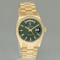 MINT 2014 Rolex President Yellow Gold Day Date Green Stick Dial 118238 Watch Box