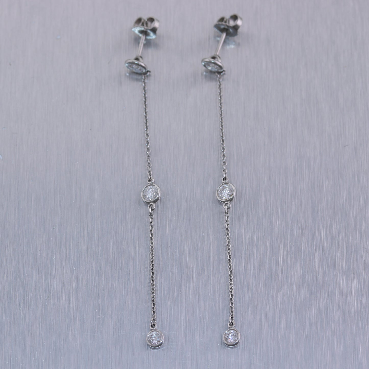 Tiffany & Co. Elsa Peretti Platinum 0.80ctw Diamonds By The Yard Drop Earrings