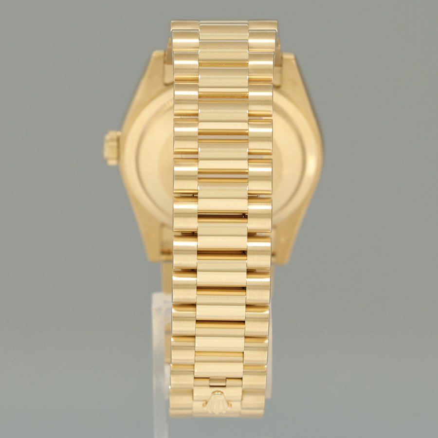 MINT 2014 Rolex President Yellow Gold Day Date Green Stick Dial 118238 Watch Box