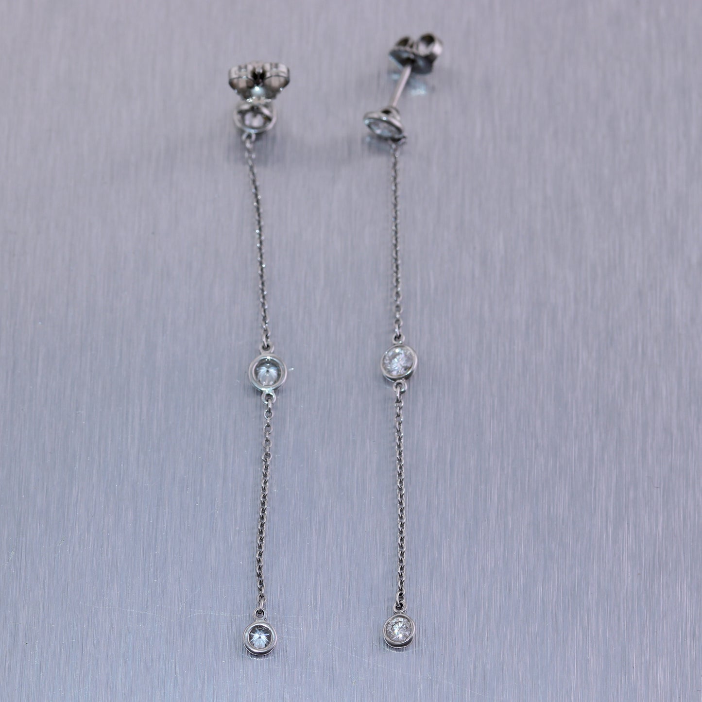 Tiffany & Co. Elsa Peretti Platinum 0.80ctw Diamonds By The Yard Drop Earrings