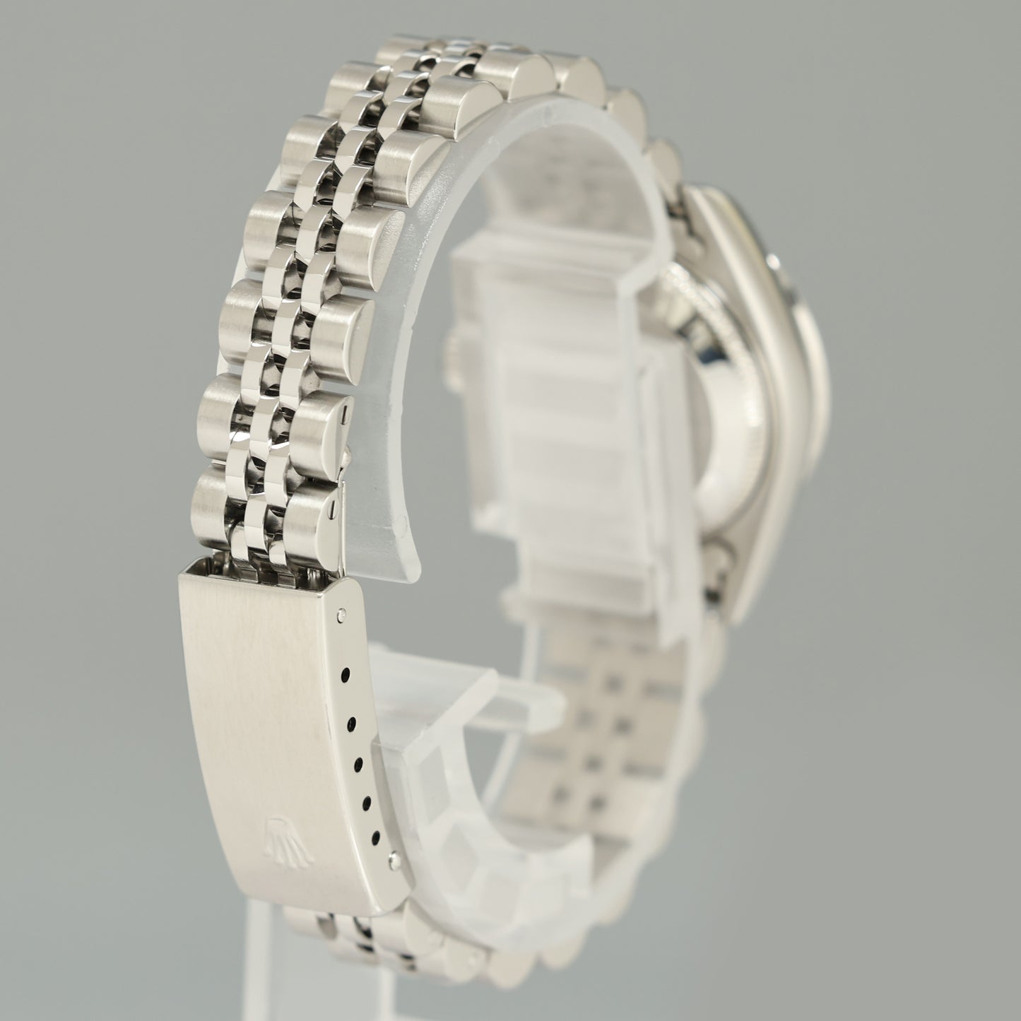 MINT Ladies Rolex 79174 DateJust 26mm Silver Blue Vignette Diamond Bezel Jubilee Watch