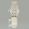 MINT Ladies Rolex 79174 DateJust 26mm Silver Blue Vignette Diamond Bezel Jubilee Watch