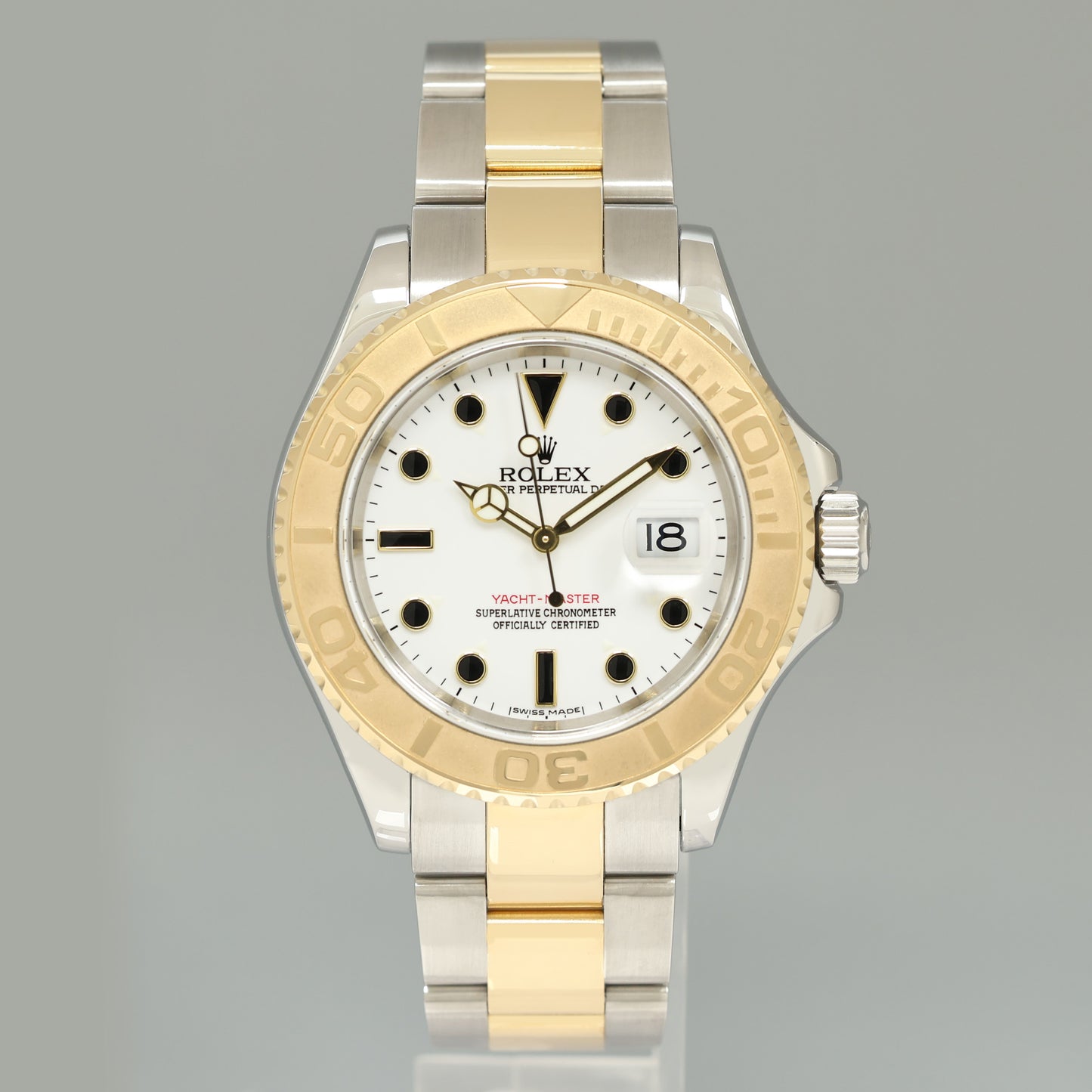 MINT 2005 Rolex Yacht-Master 16623 White Sapphire Two Tone Yellow Gold Watch Box