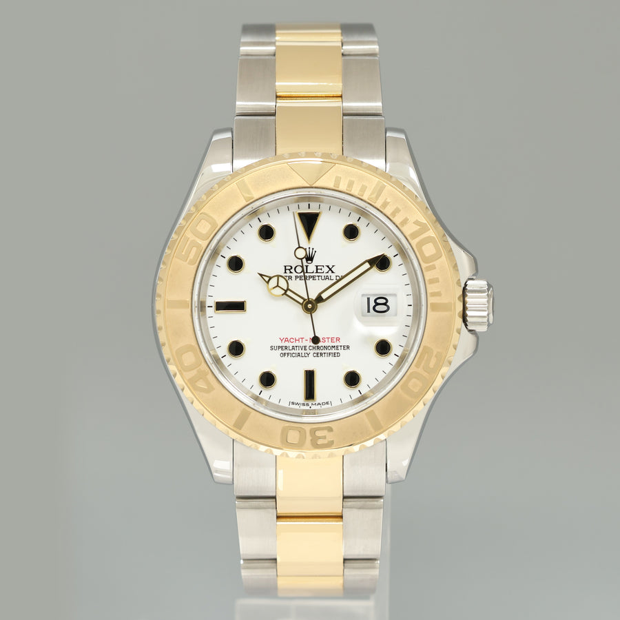 MINT 2005 Rolex Yacht-Master 16623 White Sapphire Two Tone Yellow Gold Watch Box