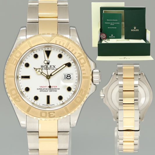 MINT 2005 Rolex Yacht-Master 16623 White Sapphire Two Tone Yellow Gold Watch Box