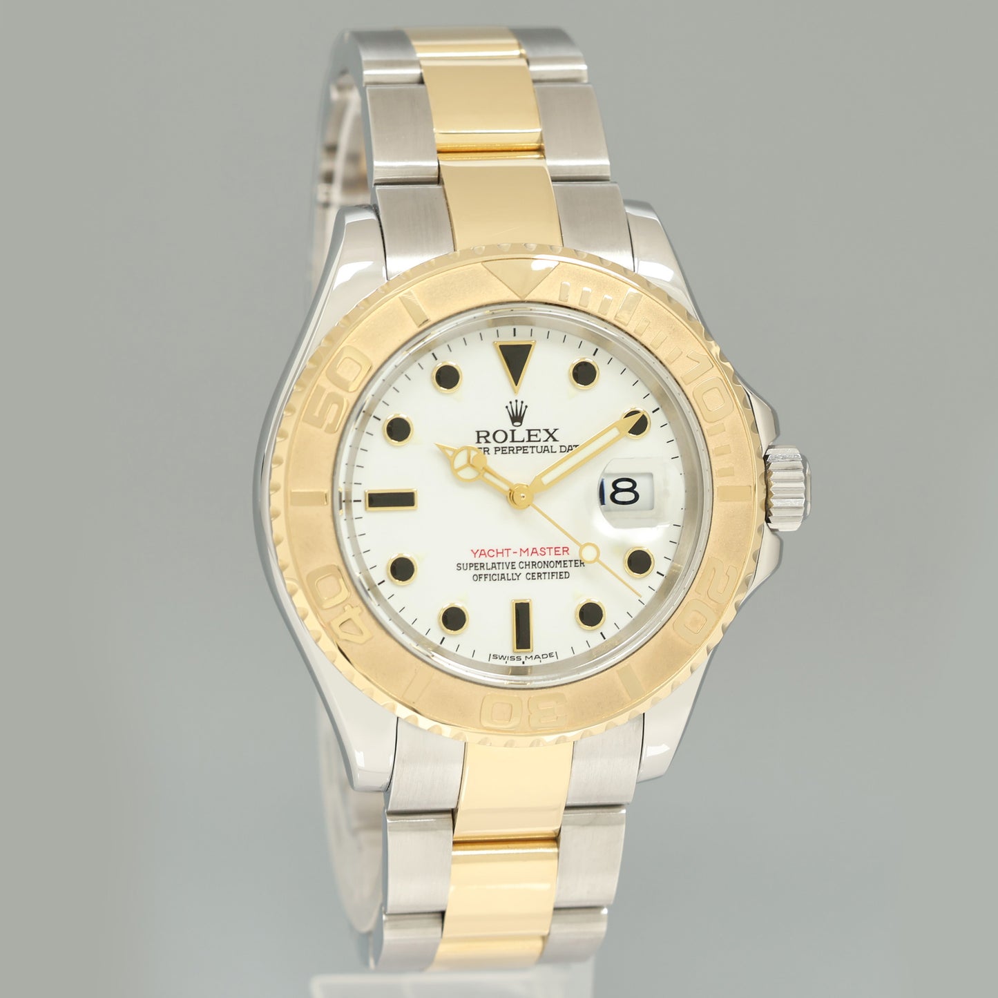 MINT 2005 Rolex Yacht-Master 16623 White Sapphire Two Tone Yellow Gold Watch Box