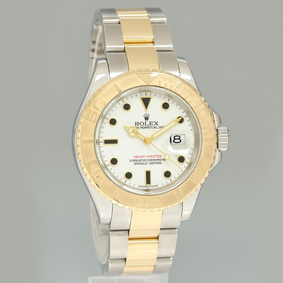 MINT 2005 Rolex Yacht-Master 16623 White Sapphire Two Tone Yellow Gold Watch Box