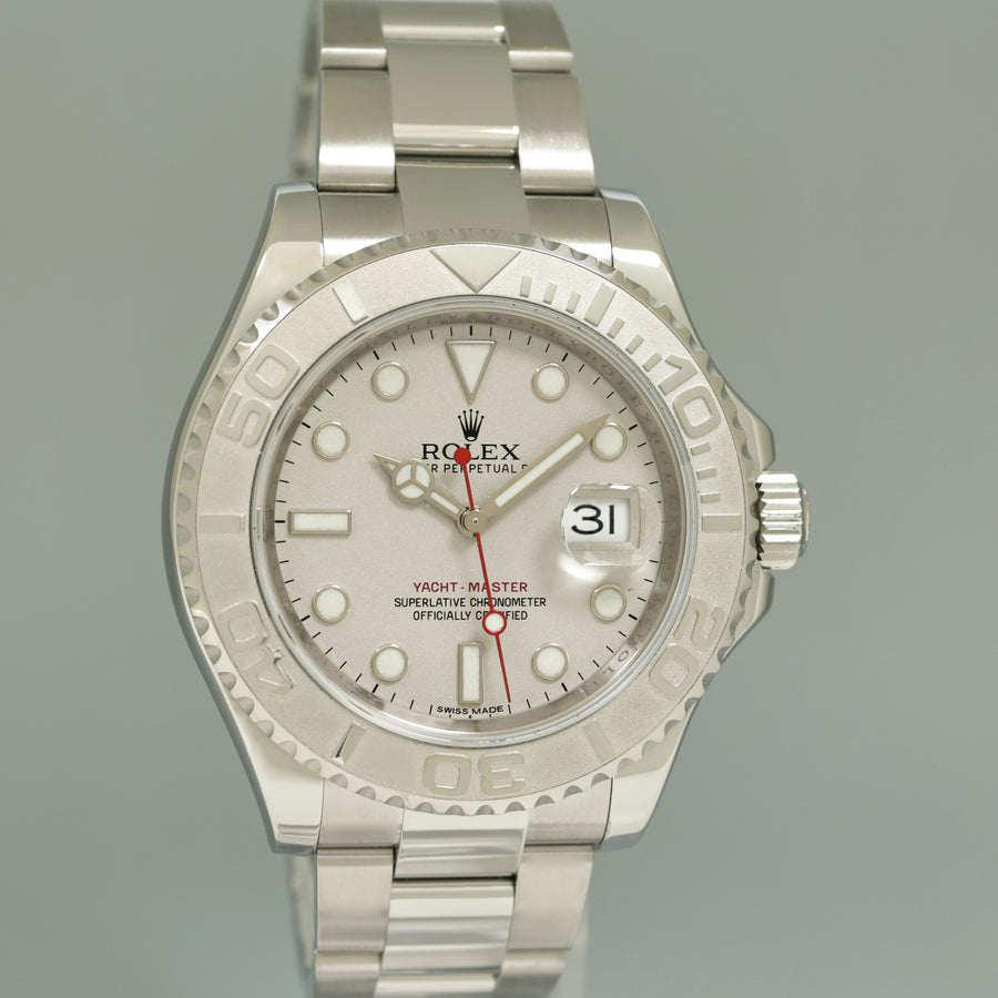MINT 2015 PAPERS Rolex Yacht-Master 116622 Platinum Dial Steel 40mm Watch Box