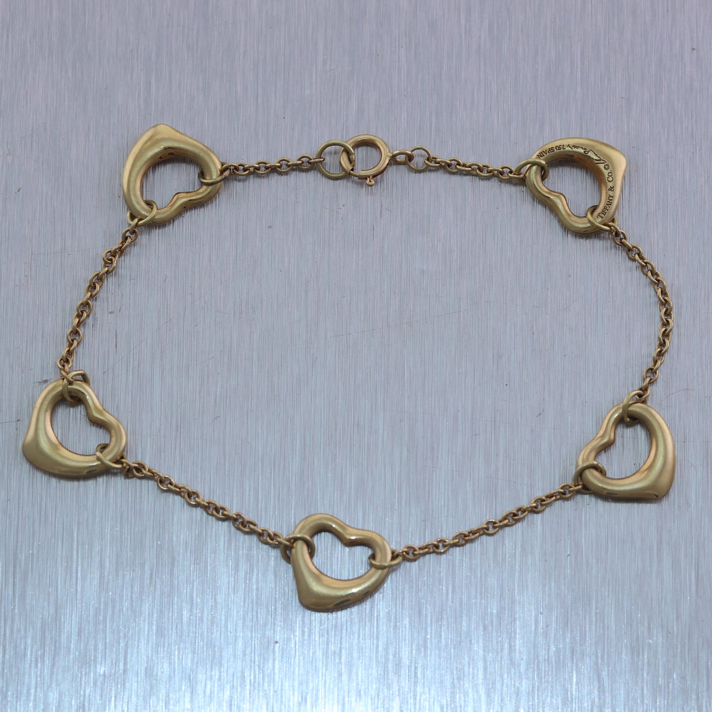 Tiffany & Co. Elsa Peretti 18k Yellow Gold Medium Open Heart Bracelet