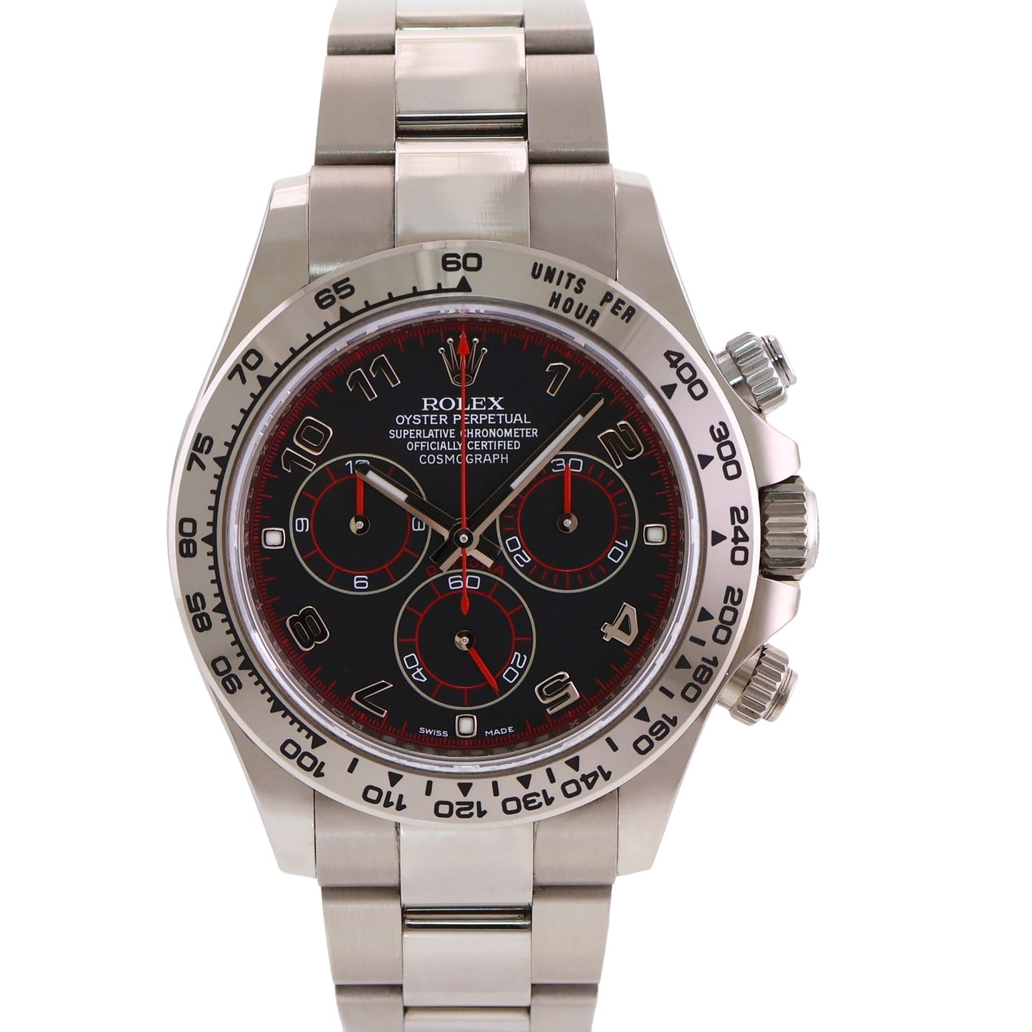 MINT 2016 Rolex Daytona Black Racing Dial 116509 Cosmograph White Gold Watch