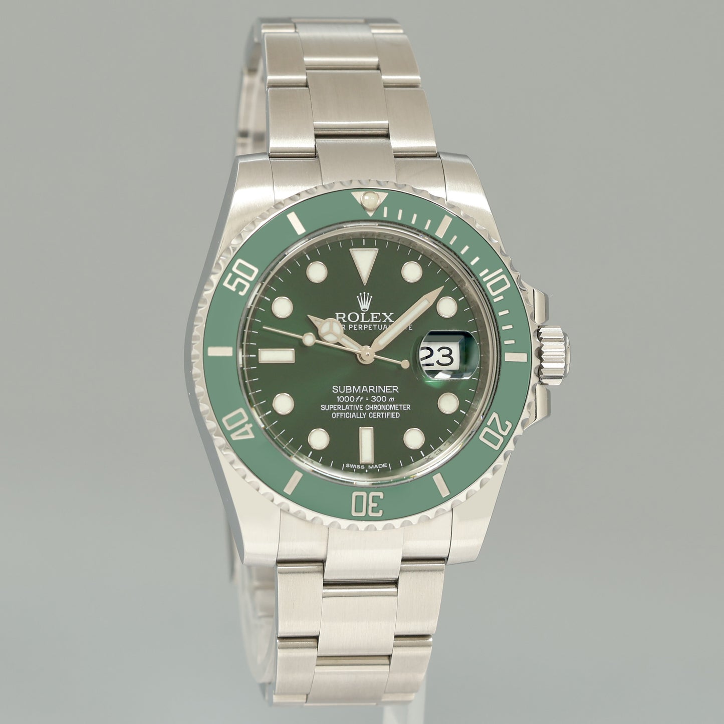2013 STICKERS PAPERS Rolex Submariner Hulk Green Dial Ceramic 116610LV Steel Watch
