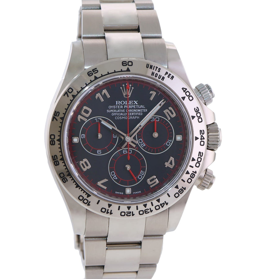 MINT 2016 Rolex Daytona Black Racing Dial 116509 Cosmograph White Gold Watch