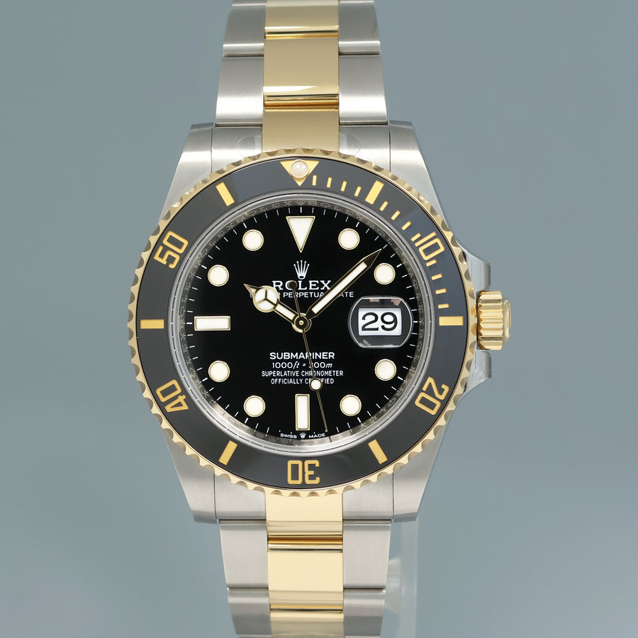 2023 NEW PAPERS Rolex Submariner 41mm Black 126613LN Two Tone Gold Steel Watch