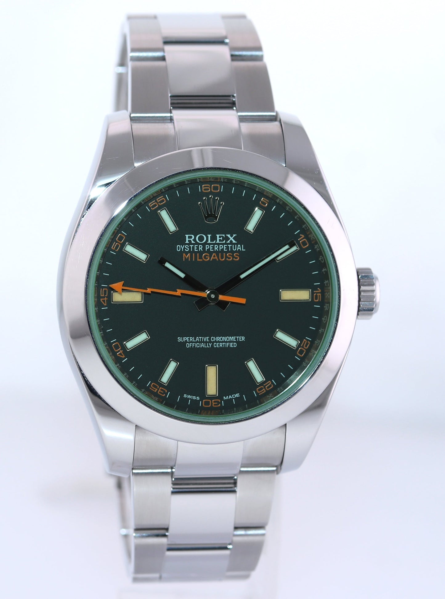 2021 NEW PAPERS Rolex Milgauss Green Bezel Anniversary 116400GV Steel Black Watch