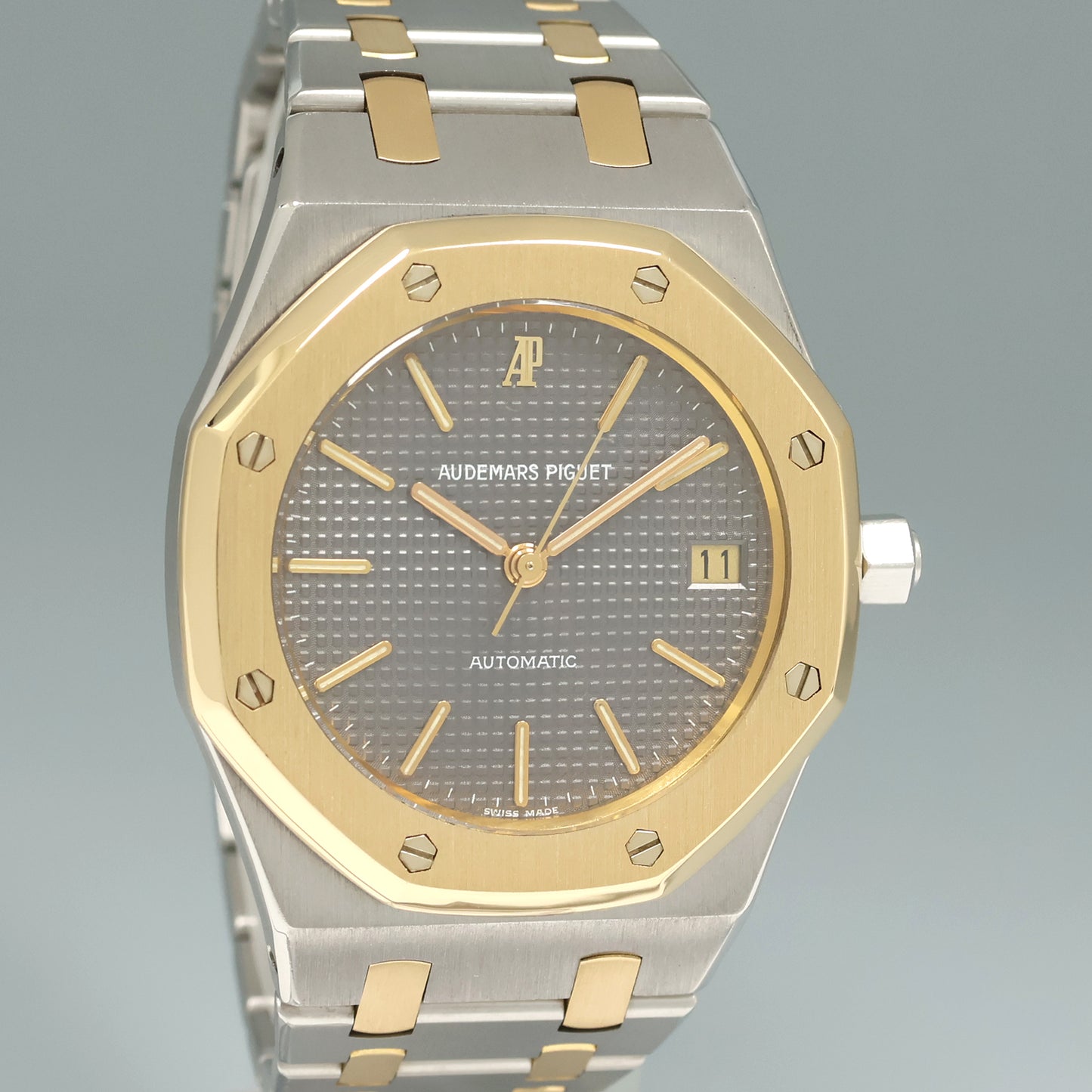 MINT Audemars Piguet Royal Oak 36mm Steel Two Tone Yellow Gold Grey 14790SA Watch