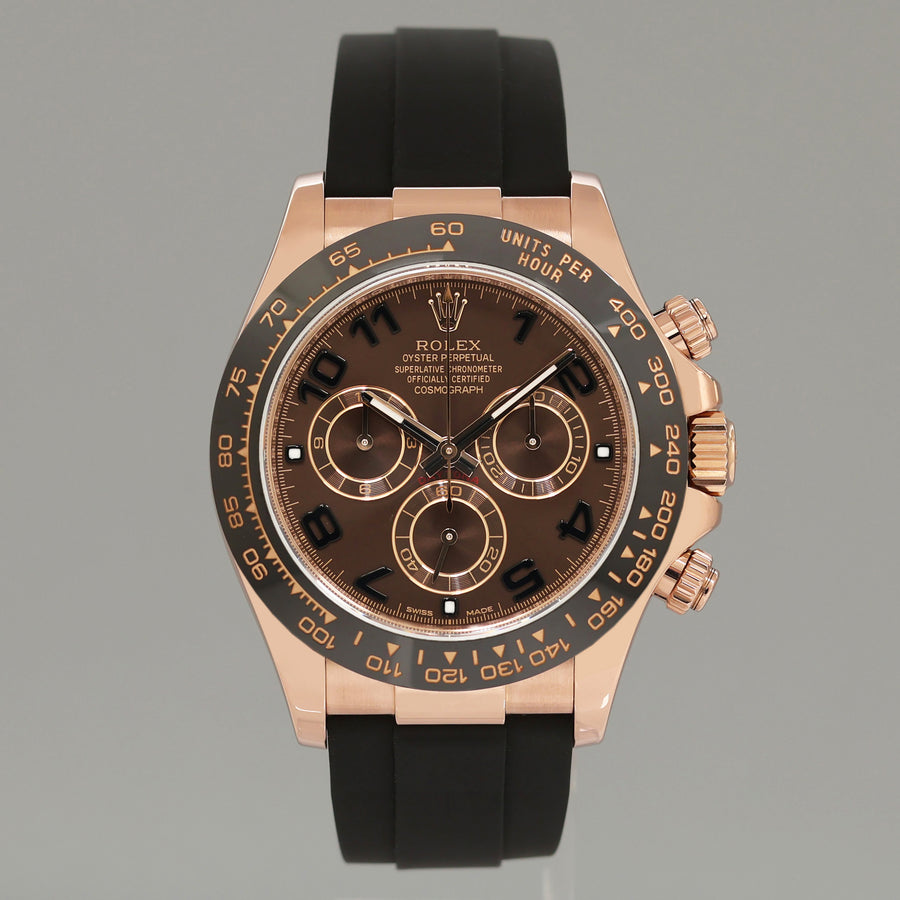 MINT 2020 Rolex 116515LN Daytona Oysterflex Chocolate Arabic Ceramic Rose Gold Watch