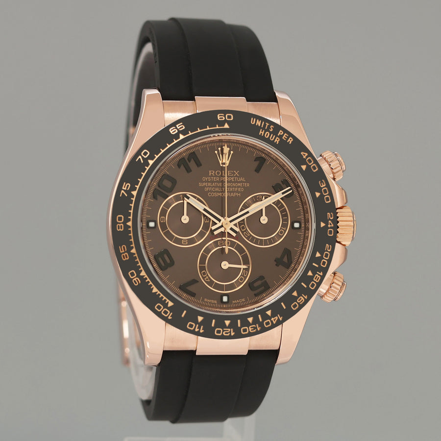 MINT 2020 Rolex 116515LN Daytona Oysterflex Chocolate Arabic Ceramic Rose Gold Watch