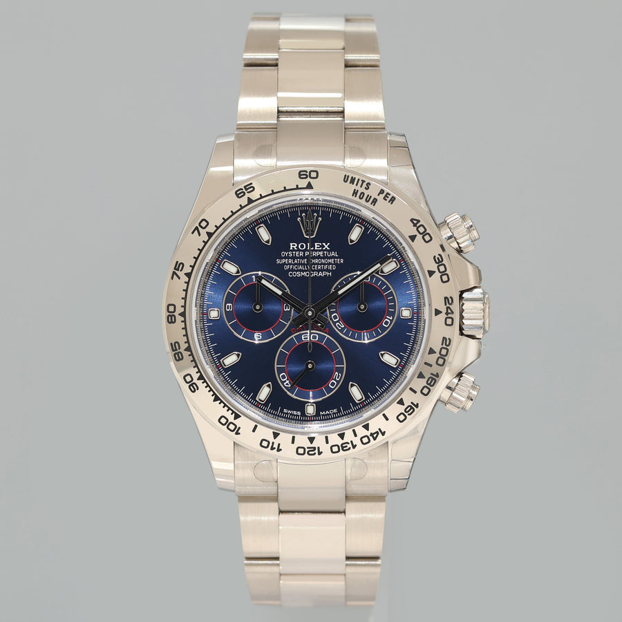 STICKERS NEW PAPERS Rolex Daytona Blue Dial Chronograph 116509 White Gold Watch Box