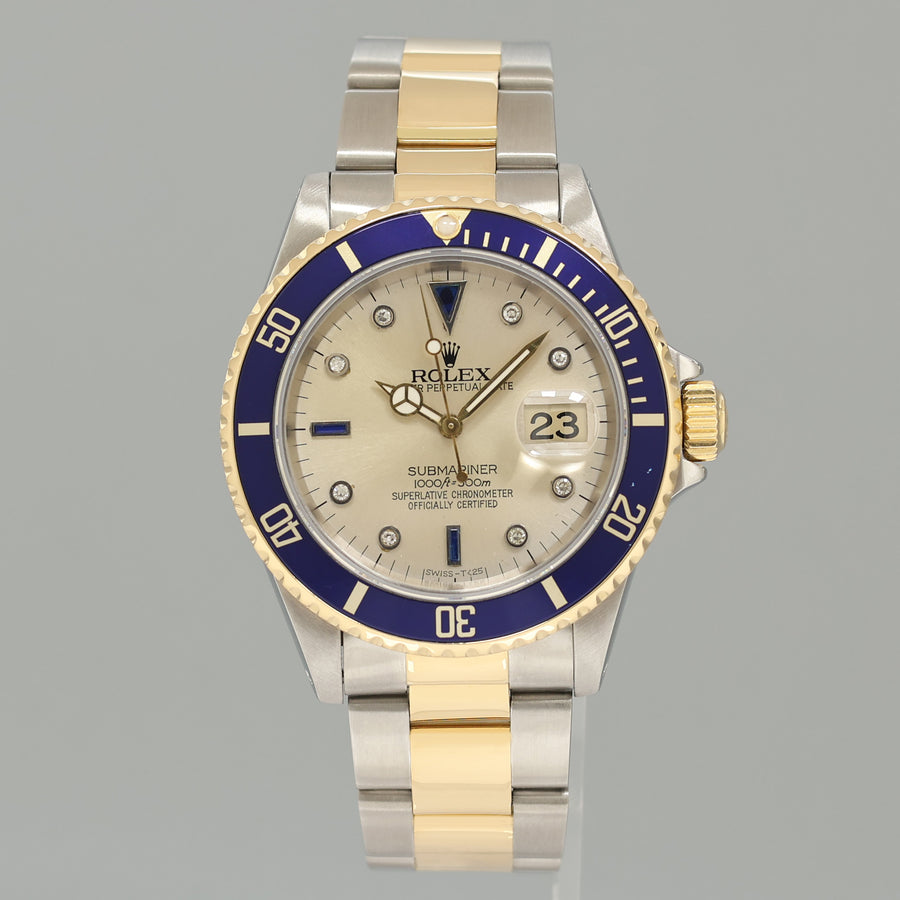 Rolex Submariner 16613 Two Tone Yellow Gold Custom MOP Serti Diamond Watch Box