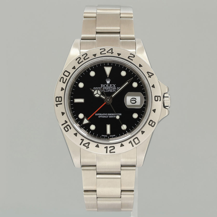 MINT 2006 Rolex Explorer II 16570 Stainless Steel Black Dial GMT 40mm Watch Box