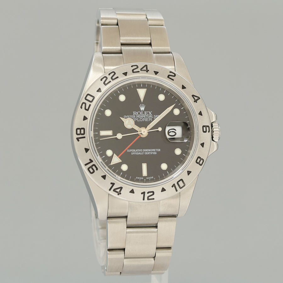 MINT 2006 Rolex Explorer II 16570 Stainless Steel Black Dial GMT 40mm Watch Box