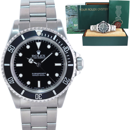 1998 Rolex Submariner No-Date 2 line Tritium dial 14060 Steel Black 40mm Watch Box